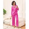 Ekouaer Womens Silk Satin Pajama Sets 2 Piece Sleepwear Pjs Set Long Sleeve Button Down Top and Pants Stripe Loungewear S-XXL(Red Stripe)