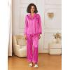 Ekouaer Womens Silk Satin Pajama Sets 2 Piece Sleepwear Pjs Set Long Sleeve Button Down Top and Pants Stripe Loungewear S-XXL(Red Stripe)