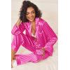 Ekouaer Womens Silk Satin Pajama Sets 2 Piece Sleepwear Pjs Set Long Sleeve Button Down Top and Pants Stripe Loungewear S-XXL(Red Stripe)