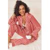Ekouaer Womens Silk Satin Pajama Sets 2 Piece Sleepwear Pjs Set Long Sleeve Button Down Top and Pants Stripe Loungewear S-XXL(Red White Stripe)