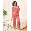 Ekouaer Womens Silk Satin Pajama Sets 2 Piece Sleepwear Pjs Set Long Sleeve Button Down Top and Pants Stripe Loungewear S-XXL(Red White Stripe)