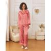 Ekouaer Womens Silk Satin Pajama Sets 2 Piece Sleepwear Pjs Set Long Sleeve Button Down Top and Pants Stripe Loungewear S-XXL(Red White Stripe)