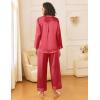 Ekouaer Womens Silk Satin Pajama Sets 2 Piece Sleepwear Pjs Set Long Sleeve Button Down Top and Pants Stripe Loungewear S-XXL(Rose Red Stripe)