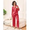 Ekouaer Womens Silk Satin Pajama Sets 2 Piece Sleepwear Pjs Set Long Sleeve Button Down Top and Pants Stripe Loungewear S-XXL(Rose Red Stripe)