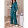 Ekouaer Womens Tracksuits 2 Piece Long Sleeve Outfits Micro Fleece Sweatsuit Sets Wide Leg Sweatpants(Blue Green)