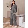 Ekouaer Womens Tracksuits 2 Piece Long Sleeve Outfits Micro Fleece Sweatsuit Sets Wide Leg Sweatpants(Dark Grey)