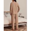Ekouaer Womens Tracksuits 2 Piece Long Sleeve Outfits Micro Fleece Sweatsuit Sets Wide Leg Sweatpants(Khaki)
