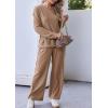 Ekouaer Womens Tracksuits 2 Piece Long Sleeve Outfits Micro Fleece Sweatsuit Sets Wide Leg Sweatpants(Khaki)