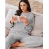 Ekouaer Womens Tracksuits 2 Piece Long Sleeve Outfits Micro Fleece Sweatsuit Sets Wide Leg Sweatpants(Light Grey)