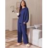 Ekouaer Womens Tracksuits 2 Piece Long Sleeve Outfits Micro Fleece Sweatsuit Sets Wide Leg Sweatpants(Navy Blue)