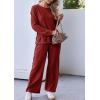 Ekouaer Womens Tracksuits 2 Piece Long Sleeve Outfits Micro Fleece Sweatsuit Sets Wide Leg Sweatpants(Wine Red)