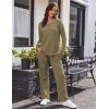 Ekouaer Women’s Waffle Knit Pajama Sets Comfy Long Sleeve Lounge Sets 2 Piece Matching Pj Sets with Pockets(Army Green)