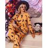 Ekouaer Women’s Waffle Knit Pajama Sets Comfy Long Sleeve Lounge Sets 2 Piece Matching Pj Sets with Pockets(Bat Print)