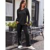 Ekouaer Women’s Waffle Knit Pajama Sets Comfy Long Sleeve Lounge Sets 2 Piece Matching Pj Sets with Pockets(Black)