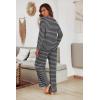 Ekouaer Women’s Waffle Knit Pajama Sets Comfy Long Sleeve Lounge Sets 2 Piece Matching Pj Sets with Pockets(Black and White Stripes)