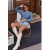 Ekouaer Women’s Waffle Knit Pajama Sets Comfy Long Sleeve Lounge Sets 2 Piece Matching Pj Sets with Pockets(Blue)