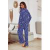 Ekouaer Women’s Waffle Knit Pajama Sets Comfy Long Sleeve Lounge Sets 2 Piece Matching Pj Sets with Pockets(Blue Floral Print)