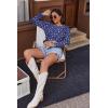 Ekouaer Women’s Waffle Knit Pajama Sets Comfy Long Sleeve Lounge Sets 2 Piece Matching Pj Sets with Pockets(Blue Floral Print)
