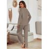 Ekouaer Women’s Waffle Knit Pajama Sets Comfy Long Sleeve Lounge Sets 2 Piece Matching Pj Sets with Pockets(Brown)