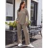 Ekouaer Women’s Waffle Knit Pajama Sets Comfy Long Sleeve Lounge Sets 2 Piece Matching Pj Sets with Pockets(Brown)