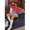 Ekouaer Women’s Waffle Knit Pajama Sets Comfy Long Sleeve Lounge Sets 2 Piece Matching Pj Sets with Pockets(Christmas Red)
