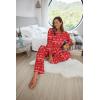 Ekouaer Women’s Waffle Knit Pajama Sets Comfy Long Sleeve Lounge Sets 2 Piece Matching Pj Sets with Pockets(Christmas Red)