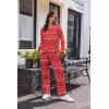 Ekouaer Women’s Waffle Knit Pajama Sets Comfy Long Sleeve Lounge Sets 2 Piece Matching Pj Sets with Pockets(Christmas Red)