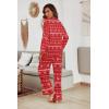 Ekouaer Women’s Waffle Knit Pajama Sets Comfy Long Sleeve Lounge Sets 2 Piece Matching Pj Sets with Pockets(Christmas Red)