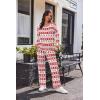 Ekouaer Women’s Waffle Knit Pajama Sets Comfy Long Sleeve Lounge Sets 2 Piece Matching Pj Sets with Pockets(Christmas Snowflake Deer)