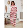 Ekouaer Women’s Waffle Knit Pajama Sets Comfy Long Sleeve Lounge Sets 2 Piece Matching Pj Sets with Pockets(Christmas Snowflake Deer)