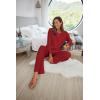 Ekouaer Women’s Waffle Knit Pajama Sets Comfy Long Sleeve Lounge Sets 2 Piece Matching Pj Sets with Pockets(Dark Red)