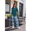 Ekouaer Women’s Waffle Knit Pajama Sets Comfy Long Sleeve Lounge Sets 2 Piece Matching Pj Sets with Pockets(Green Plaid)