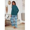 Ekouaer Women’s Waffle Knit Pajama Sets Comfy Long Sleeve Lounge Sets 2 Piece Matching Pj Sets with Pockets(Green Plaid)