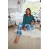 Ekouaer Women’s Waffle Knit Pajama Sets Comfy Long Sleeve Lounge Sets 2 Piece Matching Pj Sets with Pockets(Green Plaid)