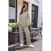 Ekouaer Women’s Waffle Knit Pajama Sets Comfy Long Sleeve Lounge Sets 2 Piece Matching Pj Sets with Pockets(Grey Floral Print)