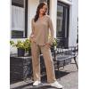 Ekouaer Women’s Waffle Knit Pajama Sets Comfy Long Sleeve Lounge Sets 2 Piece Matching Pj Sets with Pockets(Khaki)