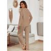 Ekouaer Women’s Waffle Knit Pajama Sets Comfy Long Sleeve Lounge Sets 2 Piece Matching Pj Sets with Pockets(Khaki)