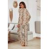 Ekouaer Women’s Waffle Knit Pajama Sets Comfy Long Sleeve Lounge Sets 2 Piece Matching Pj Sets with Pockets(Khaki Floral Print)