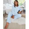 Ekouaer Women’s Waffle Knit Pajama Sets Comfy Long Sleeve Lounge Sets 2 Piece Matching Pj Sets with Pockets(Light Blue)