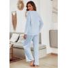 Ekouaer Women’s Waffle Knit Pajama Sets Comfy Long Sleeve Lounge Sets 2 Piece Matching Pj Sets with Pockets(Light Blue)