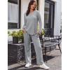 Ekouaer Women’s Waffle Knit Pajama Sets Comfy Long Sleeve Lounge Sets 2 Piece Matching Pj Sets with Pockets(Light Grey)