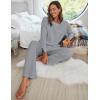 Ekouaer Women’s Waffle Knit Pajama Sets Comfy Long Sleeve Lounge Sets 2 Piece Matching Pj Sets with Pockets(Light Grey)