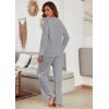 Ekouaer Women’s Waffle Knit Pajama Sets Comfy Long Sleeve Lounge Sets 2 Piece Matching Pj Sets with Pockets(Light Grey)