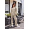 Ekouaer Women’s Waffle Knit Pajama Sets Comfy Long Sleeve Lounge Sets 2 Piece Matching Pj Sets with Pockets(Light Khaki)