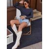 Ekouaer Women’s Waffle Knit Pajama Sets Comfy Long Sleeve Lounge Sets 2 Piece Matching Pj Sets with Pockets(Navy Blue)