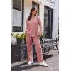 Ekouaer Women’s Waffle Knit Pajama Sets Comfy Long Sleeve Lounge Sets 2 Piece Matching Pj Sets with Pockets(Pink)