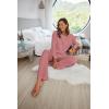 Ekouaer Women’s Waffle Knit Pajama Sets Comfy Long Sleeve Lounge Sets 2 Piece Matching Pj Sets with Pockets(Pink)