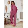 Ekouaer Women’s Waffle Knit Pajama Sets Comfy Long Sleeve Lounge Sets 2 Piece Matching Pj Sets with Pockets(Pink and Green Stripes)
