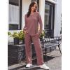 Ekouaer Women’s Waffle Knit Pajama Sets Comfy Long Sleeve Lounge Sets 2 Piece Matching Pj Sets with Pockets(Rose Red)