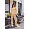 Ekouaer Women’s Waffle Knit Pajama Sets Comfy Long Sleeve Lounge Sets 2 Piece Matching Pj Sets with Pockets(Yellow Flowers)